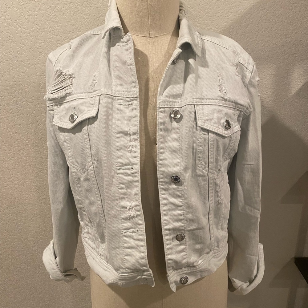 AMERICAN EAGLE - Jean Jacket - OFF WHITE BLUE - size S